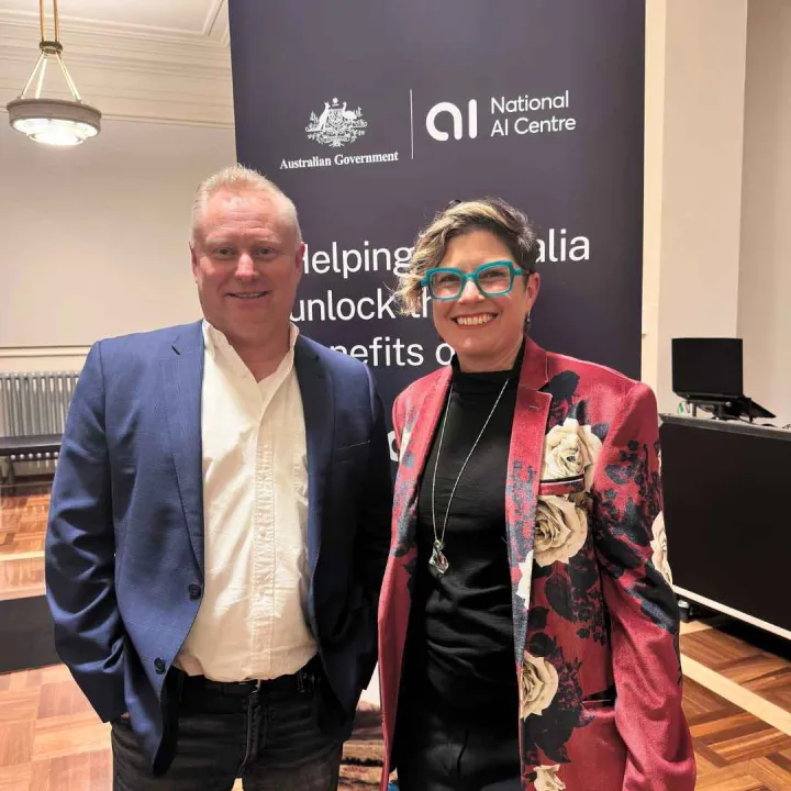 Lee Hickin, Executive Director, National AI Centre with Jess Wilson, Chief Executive Officer, Good Things Australia