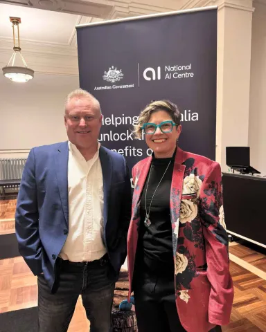 Lee Hickin, Executive Director, National AI Centre with Jess Wilson, Chief Executive Officer, Good Things Australia